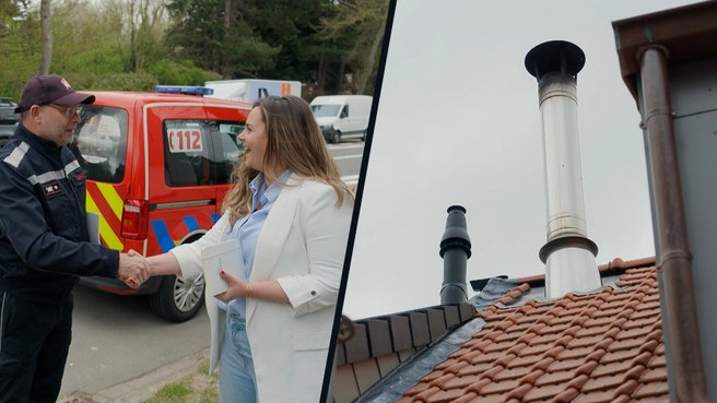 Brandpreventieadviseur controleert de nieuwe woning van Ines na woningbrand