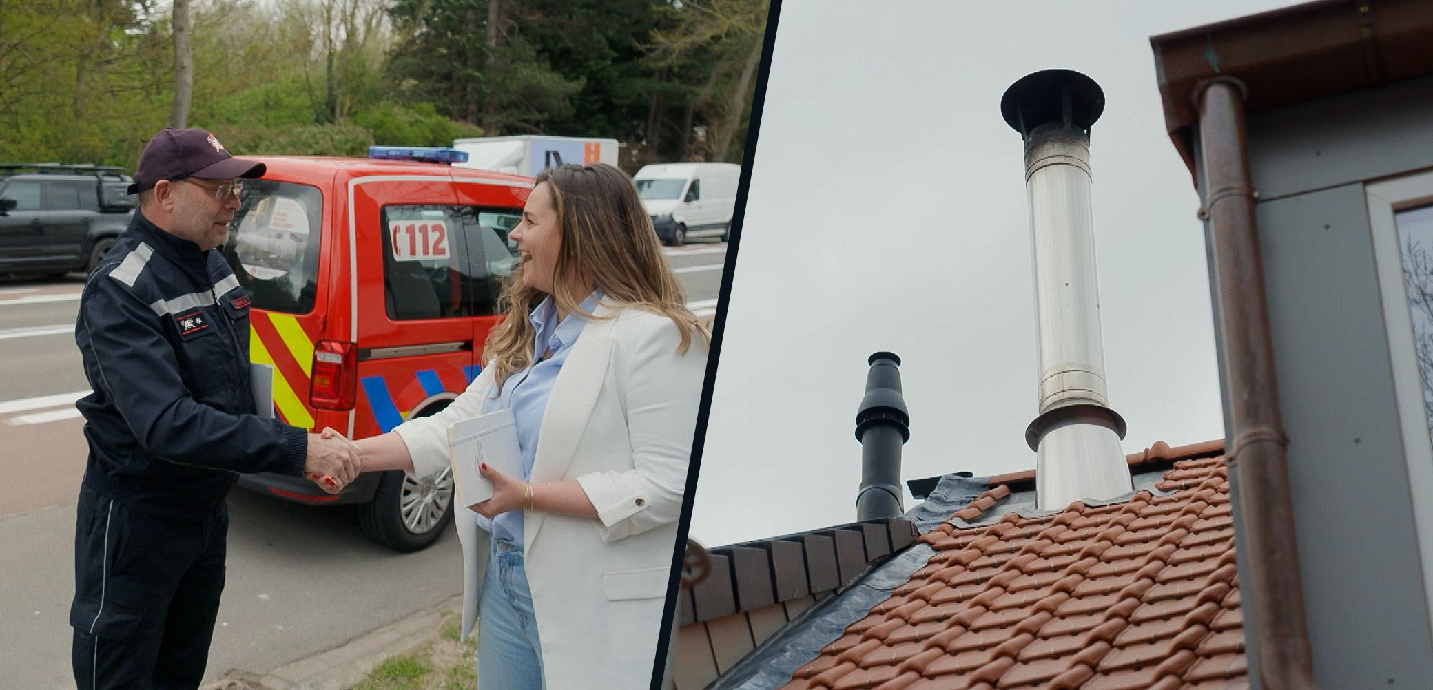 Brandpreventieadviseur controleert de nieuwe woning van Ines na woningbrand
