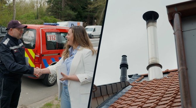 Brandpreventieadviseur controleert de nieuwe woning van Ines na woningbrand