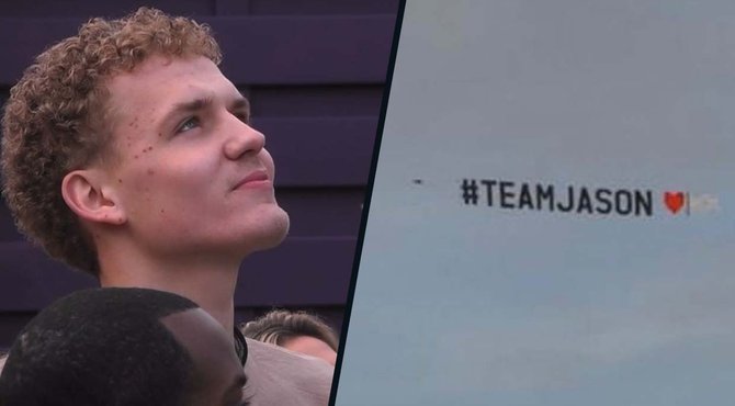 Big Brother-fans verrassen Jason met privévliegtuig als steun 
