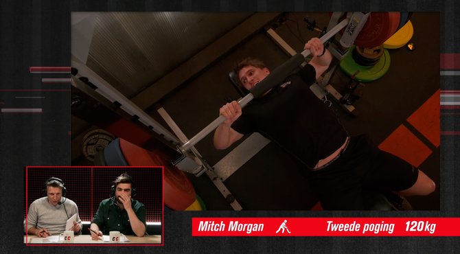 Mitch Morgan schittert op de benchpress: 12O kilo!