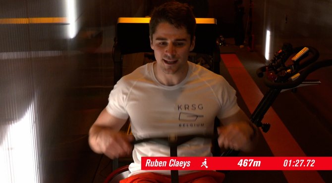Roeier Ruben Claeys stelt niet teleur met een record bij het roeien