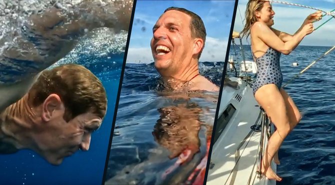 Yes! Onze 6 zeilers mogen zich eindelijk aan een plonsje in de zee wagen
