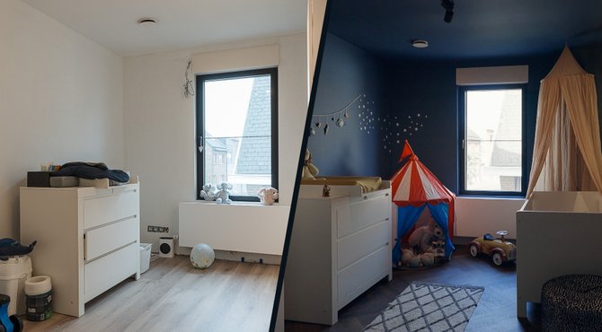 Voor en na: Het huis van Dagmar en haar zoontje Lowie