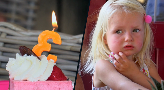 Claire laat haar verjaardag niet verpesten door de waterpokken