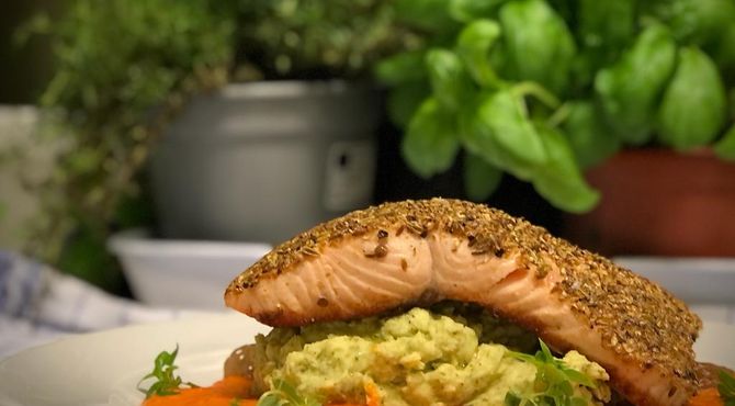 1/12: Spicy zalm, paprikasaus en pestopatatjes