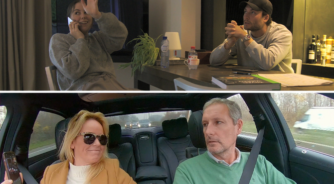 Ellen en Gert bespieden Marie en Viktor: "Zwaai eens naar de camera!" 
