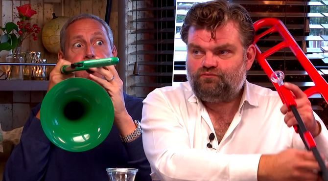 Stefaan Degand leert Gert en James trombone spelen: "25 jaar geleden al"